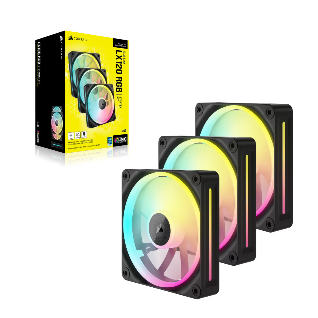 Corsair LX RGB Series iCUE LINK LX120 RGB 120mm Fan Triple Pack - view 2