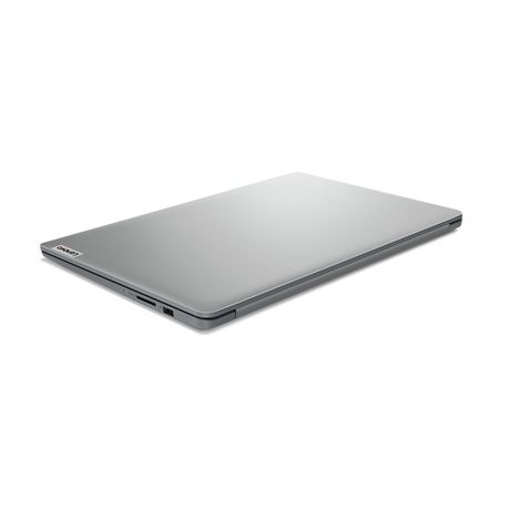 Lenovo IdeaPad 1 15AMN7 Ryzen 5 notebook angled front view when closed – lightweight 15.6-inch laptop in Cloud Grey