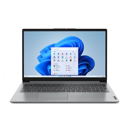 Lenovo IdeaPad 1 15AMN7 laptop open front view – 15.6-inch Full HD display, AMD Ryzen 5, 8GB RAM, 512GB SSD
