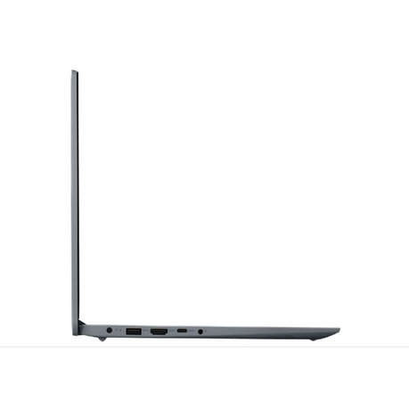 Lenovo IdeaPad 1 15AMN7 side profile – ultra-slim 17.9mm laptop with USB, HDMI, and headphone ports