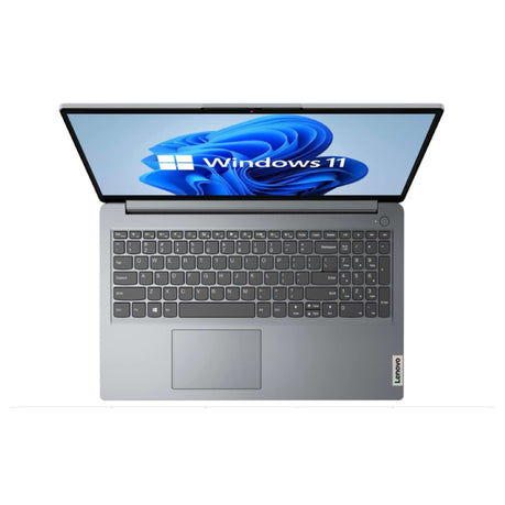 Lenovo IdeaPad 1 15AMN7 top view – non-backlit English keyboard and precision touchpad layout