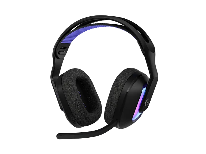 “Logitech G522 LIGHTSPEED Wireless Gaming Headset with RGB lighting and detachable microphone.”