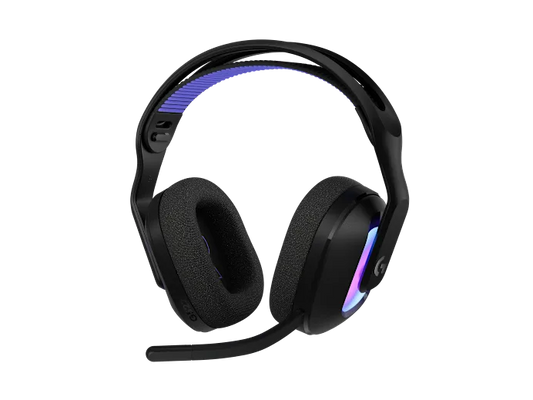 “Logitech G522 LIGHTSPEED Wireless Gaming Headset with RGB lighting and detachable microphone.”