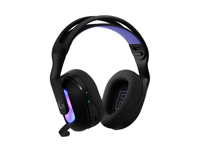 “Logitech G522 LIGHTSPEED Wireless Gaming Headset with RGB lighting and detachable microphone.”
