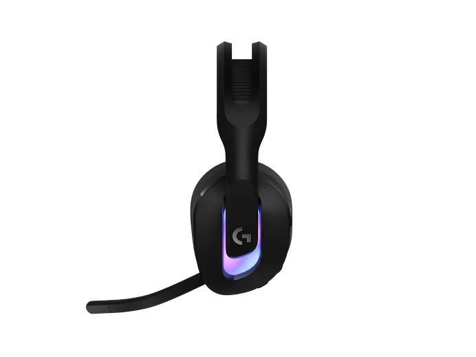 “Logitech G522 LIGHTSPEED Wireless Gaming Headset with RGB lighting and detachable microphone.”