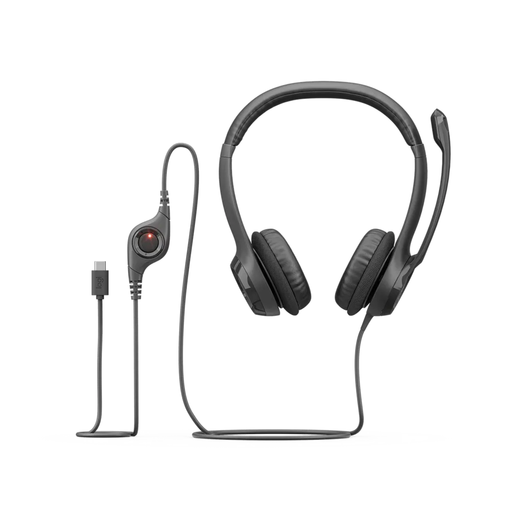 Logitech H390 USB-C Stereo Headset Black with noise-cancelling microphone
