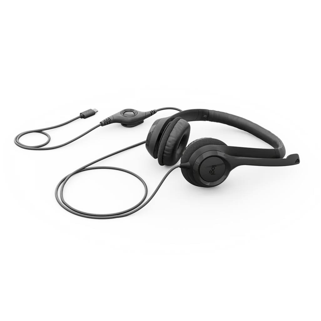 Logitech H390 USB-C Stereo Headset Black with noise-cancelling microphone