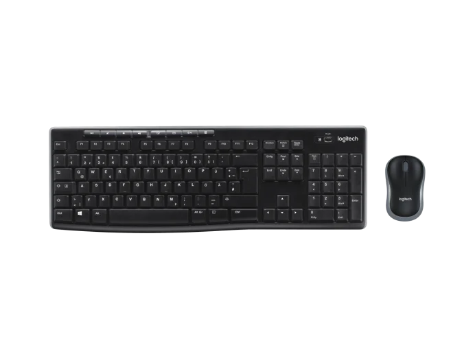 Logitech MK270 Wireless Keyboard and Mouse Combo with full-size keyboard and optical mouse in black