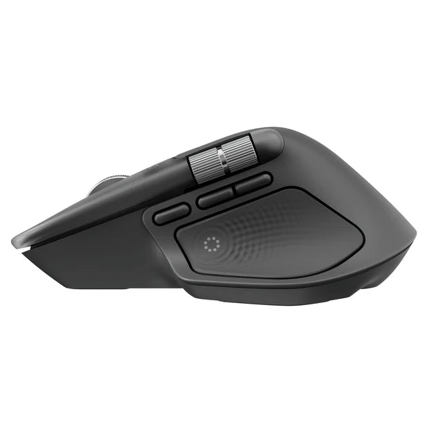 “Logitech MX Master 4 Wireless Mouse in graphite with USB-C Bolt receiver and ergonomic design”
