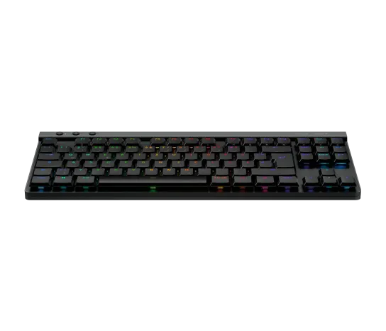 Logitech G515 Lightspeed Wireless Gaming Keyboard in black, front view showing low-profile mechanical keys and full layout