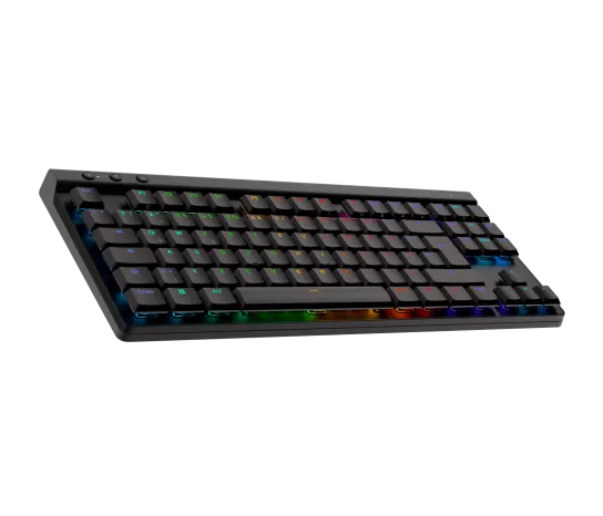 Logitech G515 Lightspeed Wireless Gaming Keyboard in black, front view showing low-profile mechanical keys and full layout