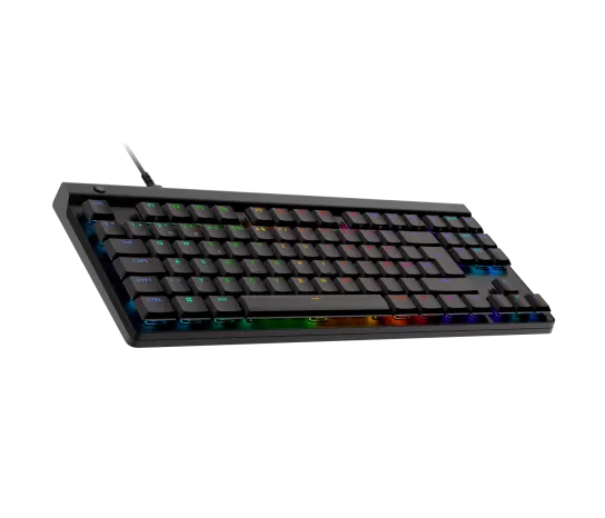 Front view of Logitech G515 TKL Wired Gaming Keyboard in black, tenkeyless layout with low‑profile keys