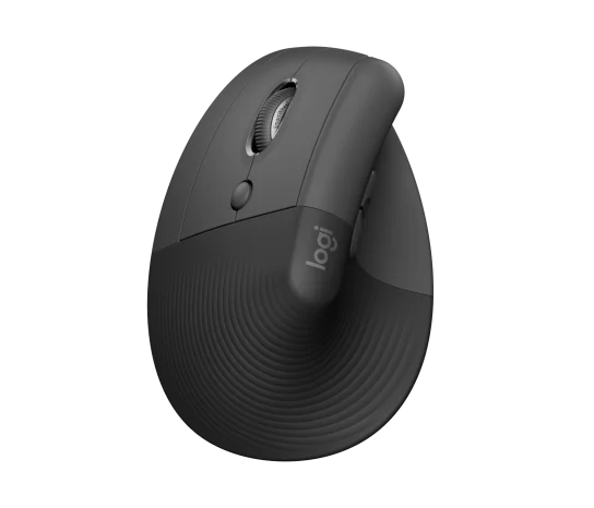 Logitech Lift Vertical Ergonomic Mouse Graphite Black with 57-degree design for reduced wrist strain