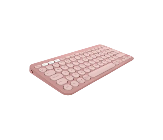 Logitech Pebble Keys 2 K380s wireless keyboard in tonal rose, front view showing compact key layout