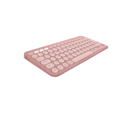 Logitech Pebble Keys 2 K380s wireless keyboard in tonal rose, front view showing compact key layout