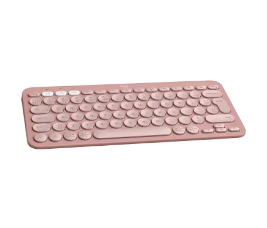 Logitech Pebble Keys 2 K380s wireless keyboard in tonal rose, front view showing compact key layout