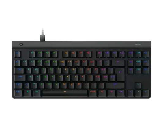 Front view of Logitech G515 TKL Wired Gaming Keyboard in black, tenkeyless layout with low‑profile keys
