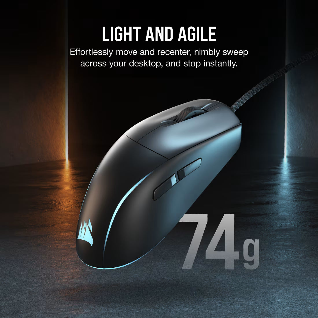 Corsair M75 CH-930D010-AP wired RGB gaming mouse with 26000 DPI optical sensor lightweight ambidextrous design and black finish