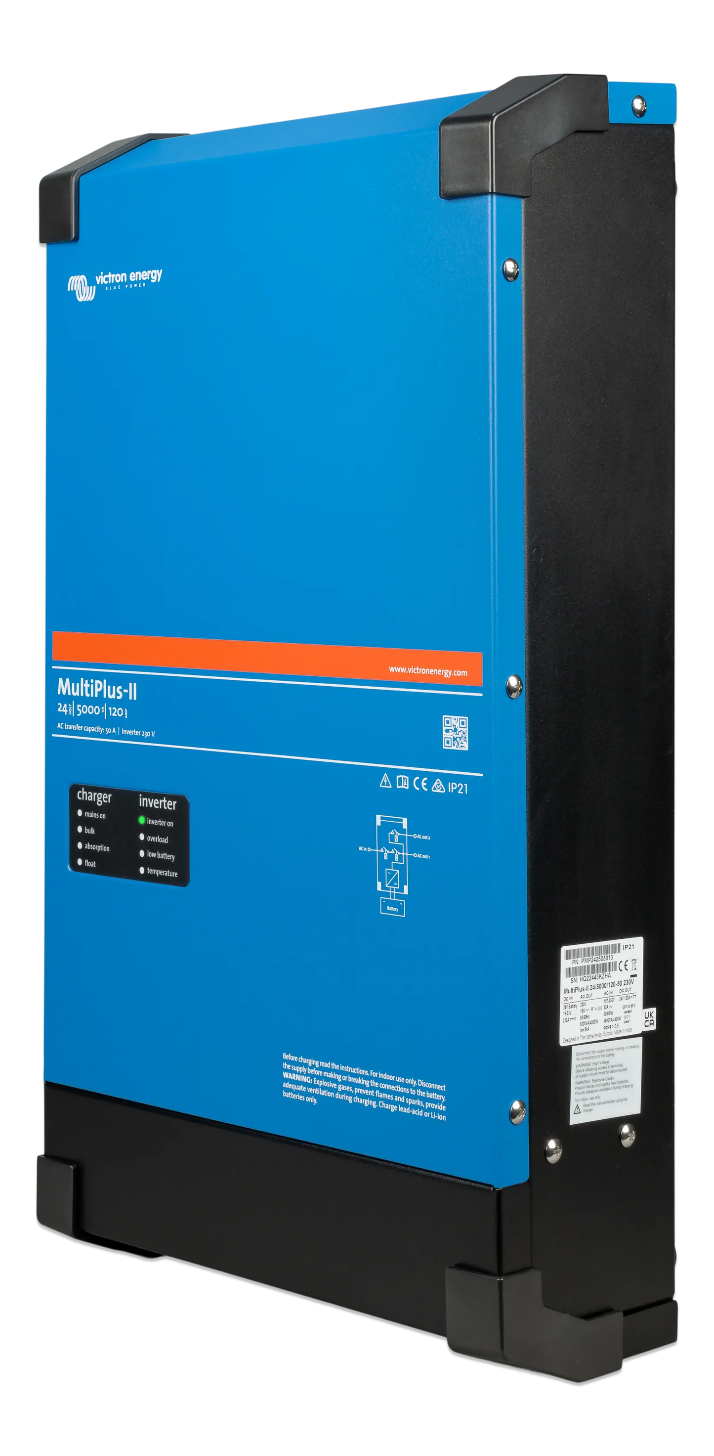 Victron MultiPlus-II 24/5000/120-50 230V pure sine wave inverter charger for off-grid, residential, and commercial energy systems