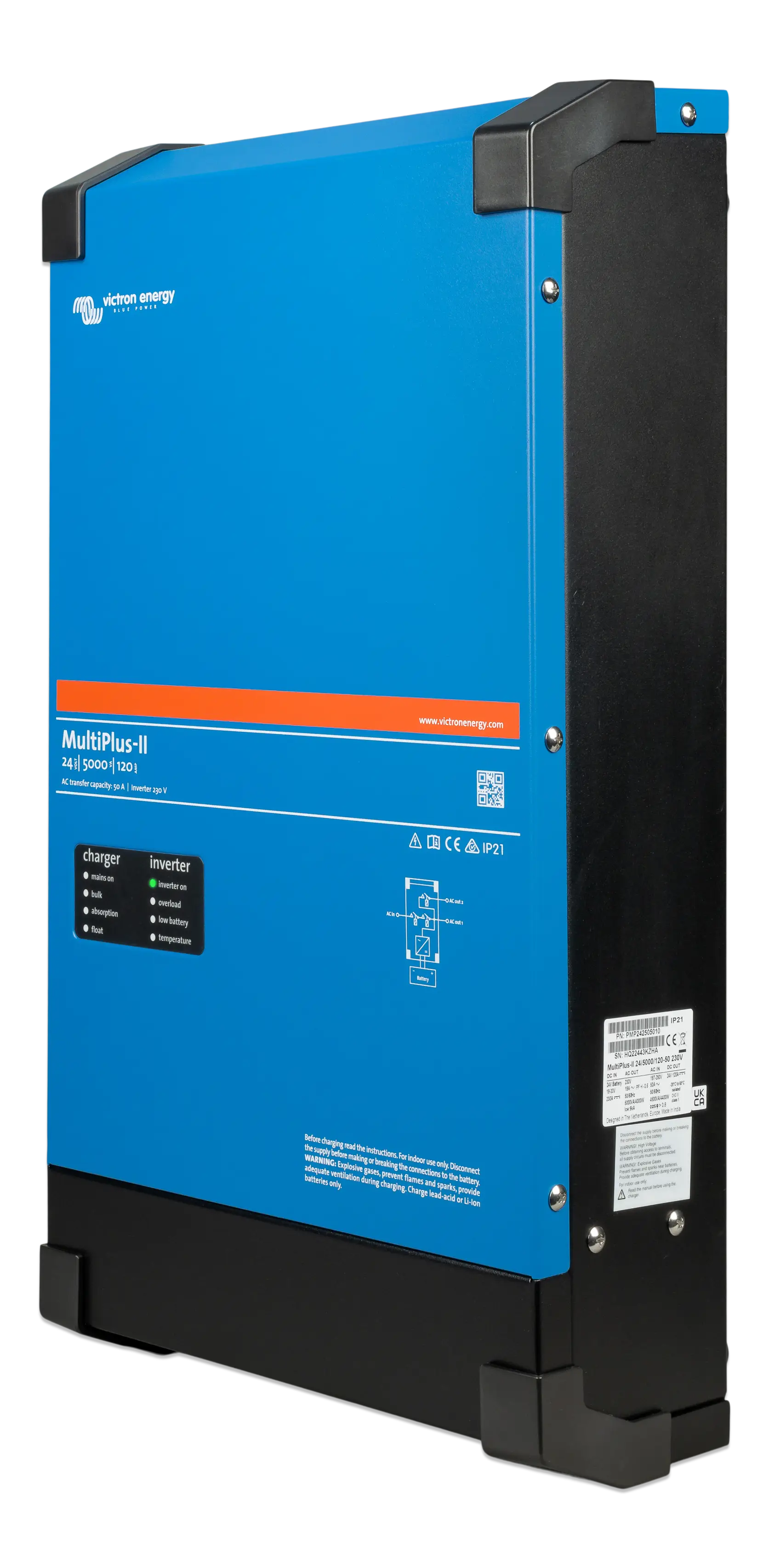 Victron MultiPlus-II 24/5000/120-50 230V pure sine wave inverter charger for off-grid, residential, and commercial energy systems
