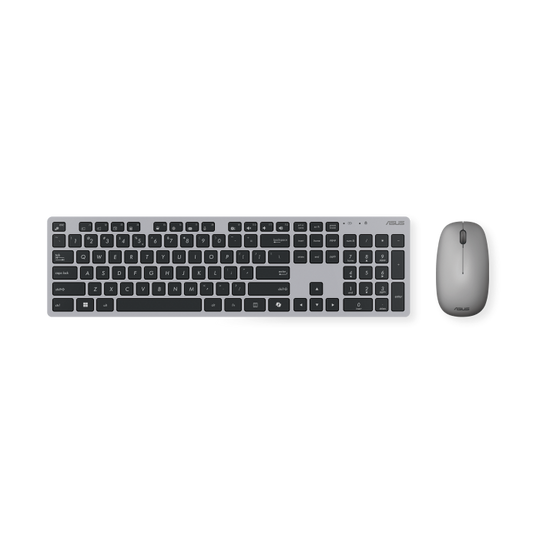 ASUS W5000 grey wireless keyboard and mouse set – front product view