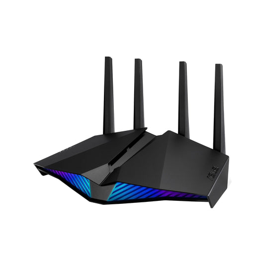 ASUS RT-AX82U AX5400 dual-band WiFi 6 gaming router with four antennas Aura RGB AiMesh dedicated gaming port and Gigabit Ethernet