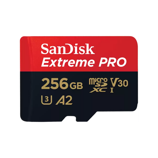 SanDisk Extreme PRO 256GB microSDXC card with adapter for 4K UHD video cameras drones smartphones and tablets