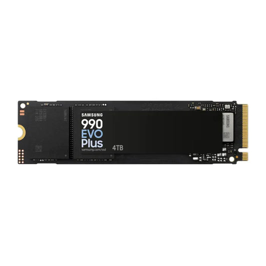 Front view of Samsung 990 EVO Plus 4TB NVMe SSD showing M.2 2280 compact design