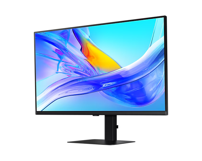 Samsung LS32D800UA ViewFinity 32-inch 4K UHD monitor with slim bezel design, USB-C connectivity, HDMI and Ethernet ports.