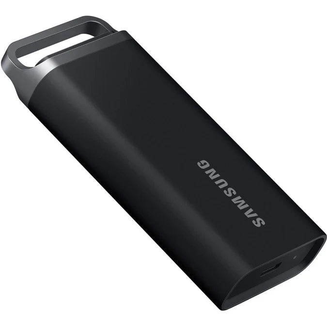 Samsung T5 EVO Portable SSD 8TB front view showing compact black design