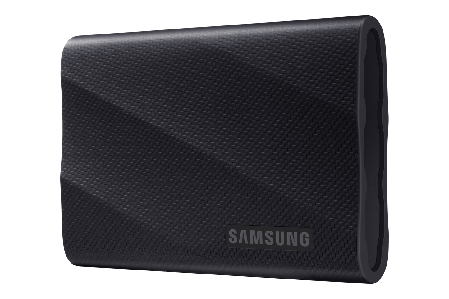 “Samsung T9 Portable SSD 1TB external solid state drive in black with USB 3.2 high-speed connection.”