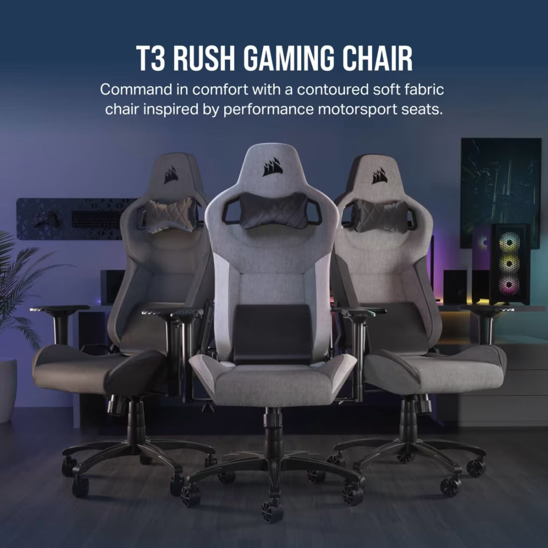 Corsair T3 RUSH (2023) Fabric Gaming Chair Gray/Charcoal - view 6