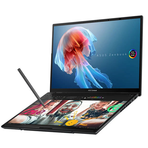 ASUS ZenBook Duo UX8406CA 14-inch OLED touch laptop front view in grey