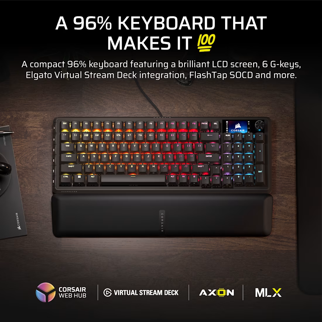 Corsair VANGUARD 96% Keyboard - MLX Fusion tactile switches - Black - view 2