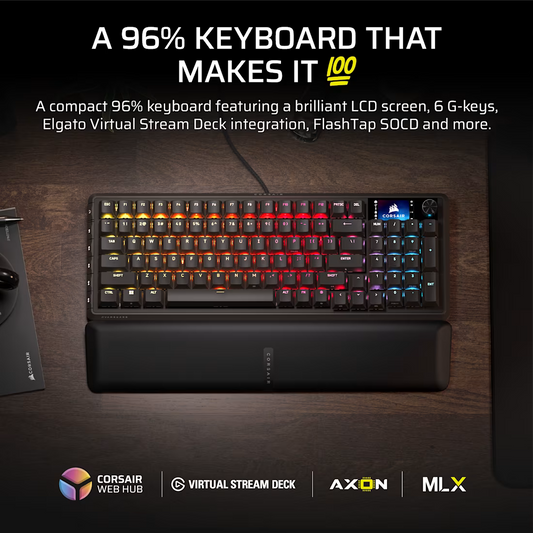 Corsair VANGUARD 96% Keyboard - MLX Fusion tactile switches - Black - view 2