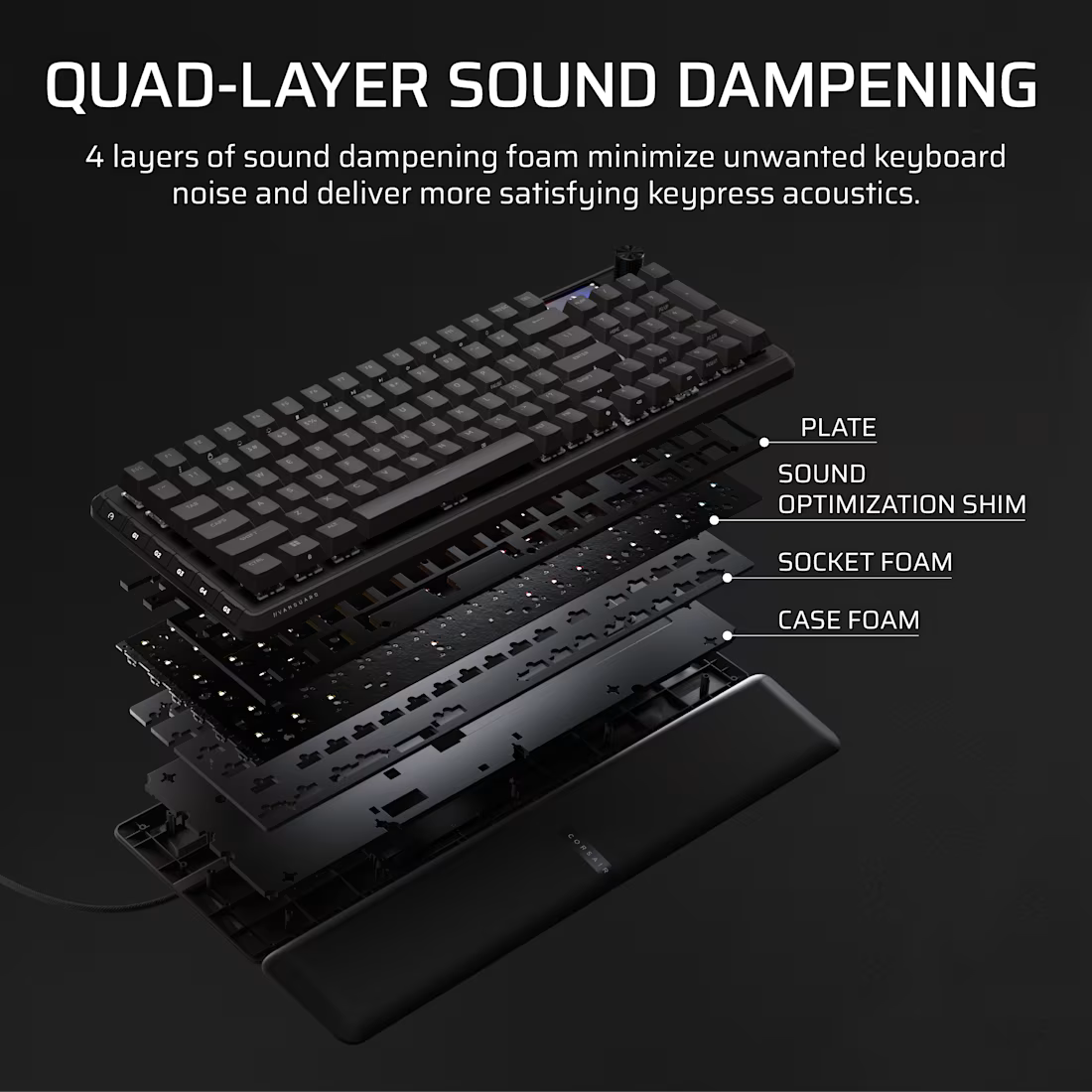 Corsair VANGUARD 96% Keyboard - MLX Fusion tactile switches - Black - view 10