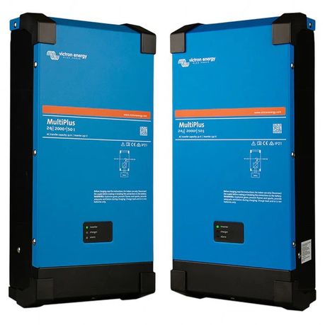 Victron MultiPlus 24/2000/50-32 24V inverter charger with pure sine wave output, 50A battery charger, and 32A transfer switch for off-grid and backup power systems