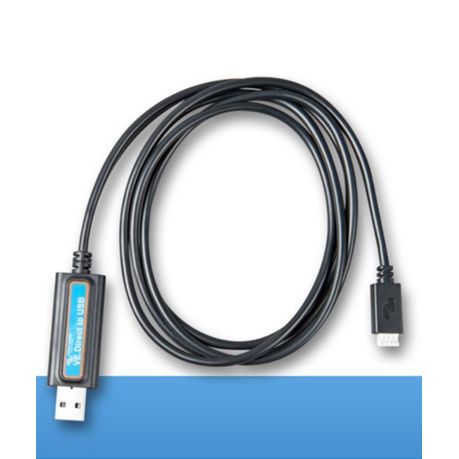 Compact VE.Direct to USB interface cable for Victron inverter, charger, and battery monitor connection