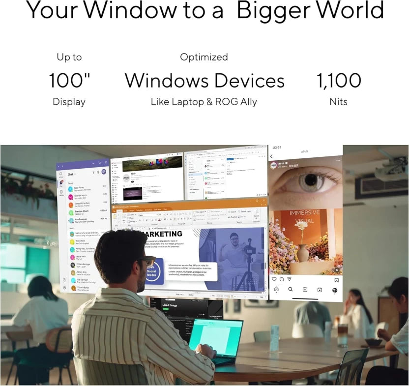 ASUS AirVision M1 Smart Glasses front view showing sleek frame and lenses
