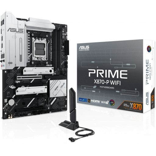 ASUS PRIME X870-P WIFI AM5 ATX motherboard with DDR5 support and built-in WiFi for AMD Ryzen gaming and performance PCs