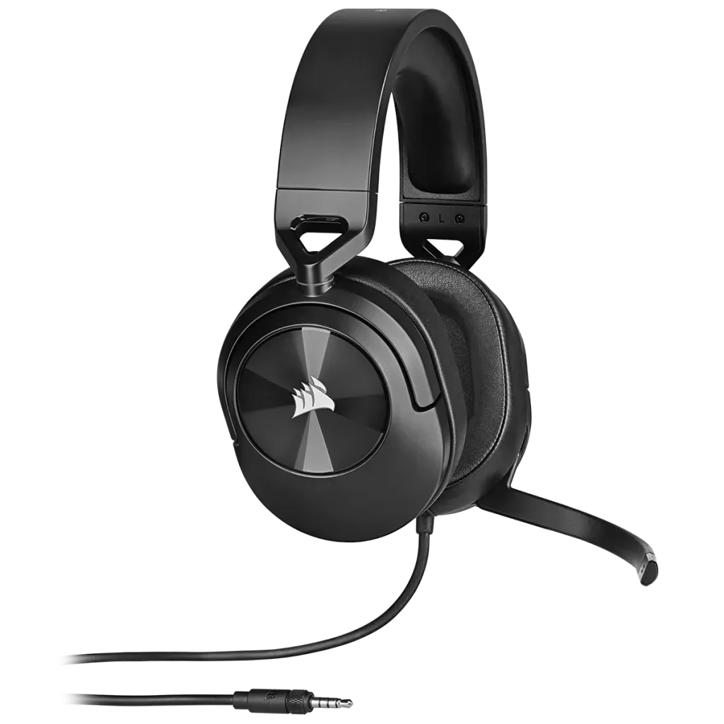 Corsair HS55 stereo wired gaming headset carbon black lightweight headphones with microphone