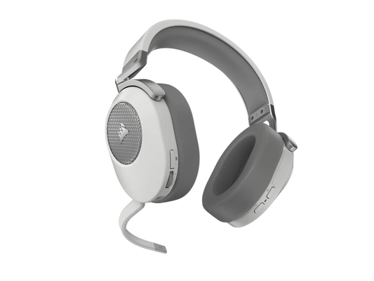 Corsair HS65 Wireless premium white gaming headset with Dolby audio and microphone