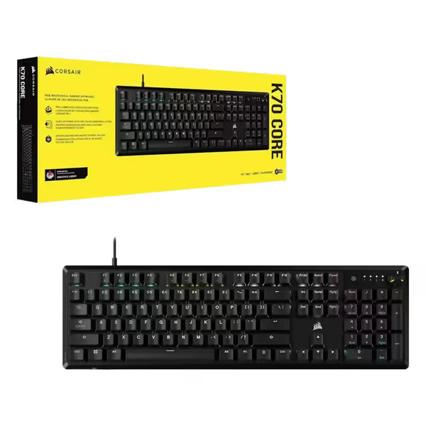 Corsair K70 CORE RGB mechanical gaming keyboard black wired gaming keyboard with customizable RGB lighting