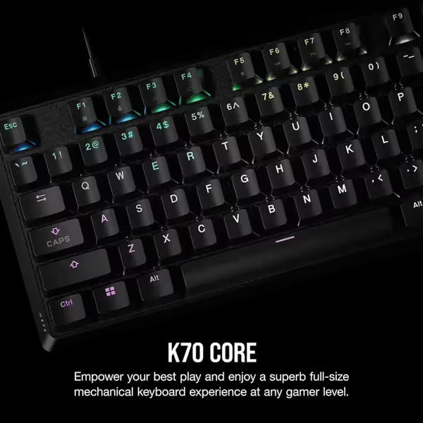 Corsair K70 CORE RGB mechanical gaming keyboard black wired gaming keyboard with customizable RGB lighting