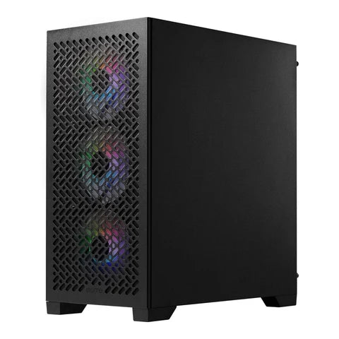 Cooler Master Elite 302 ARGB Black Micro-ATX PC case with 3x 120mm ARGB fans for gaming desktop builds and airflow cooling