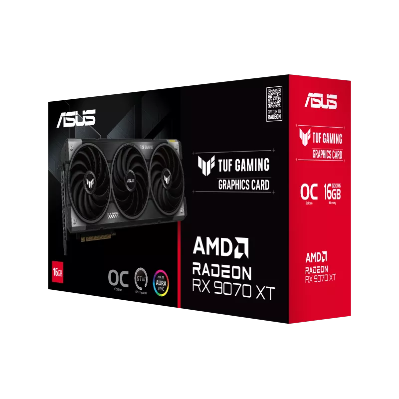 ASUS TUF Gaming Radeon RX 9070 XT OC Edition 16GB GDDR6 graphics card for high-end 1440p and 4K gaming