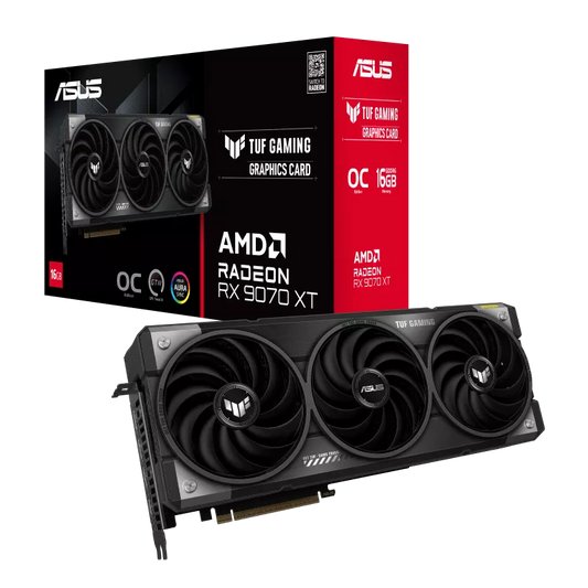 ASUS TUF Gaming Radeon RX 9070 XT OC Edition 16GB GDDR6 graphics card for high-end 1440p and 4K gaming