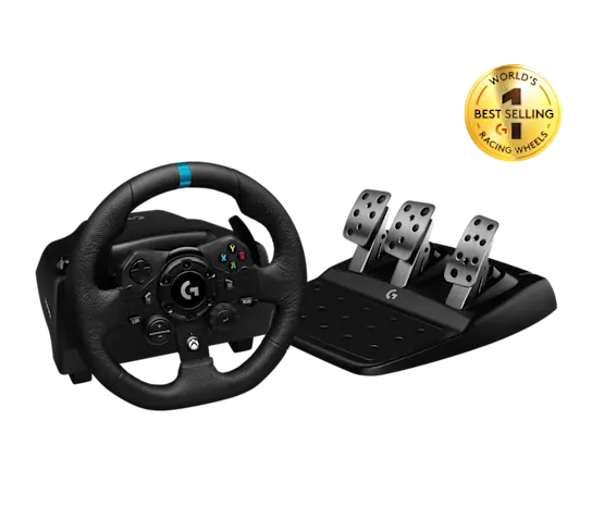 Logitech G923 Racing Wheel and Pedals with TRUEFORCE force feedback for realistic racing simulation