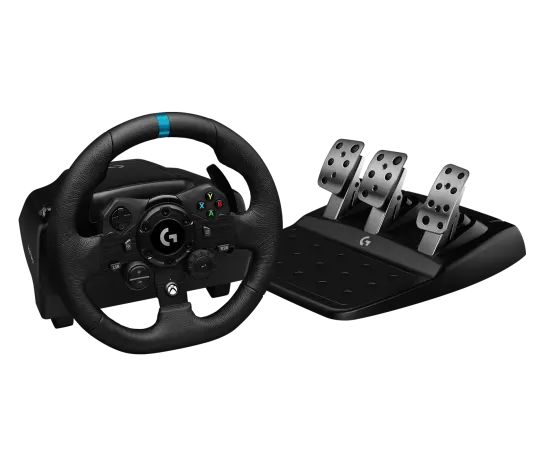 Logitech G923 Racing Wheel and Pedals with TRUEFORCE force feedback for realistic racing simulation
