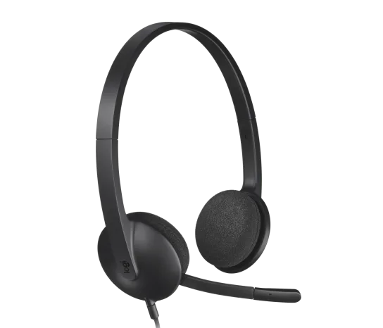 Logitech H340 USB Headset with padded ear cups and adjustable headband for comfort